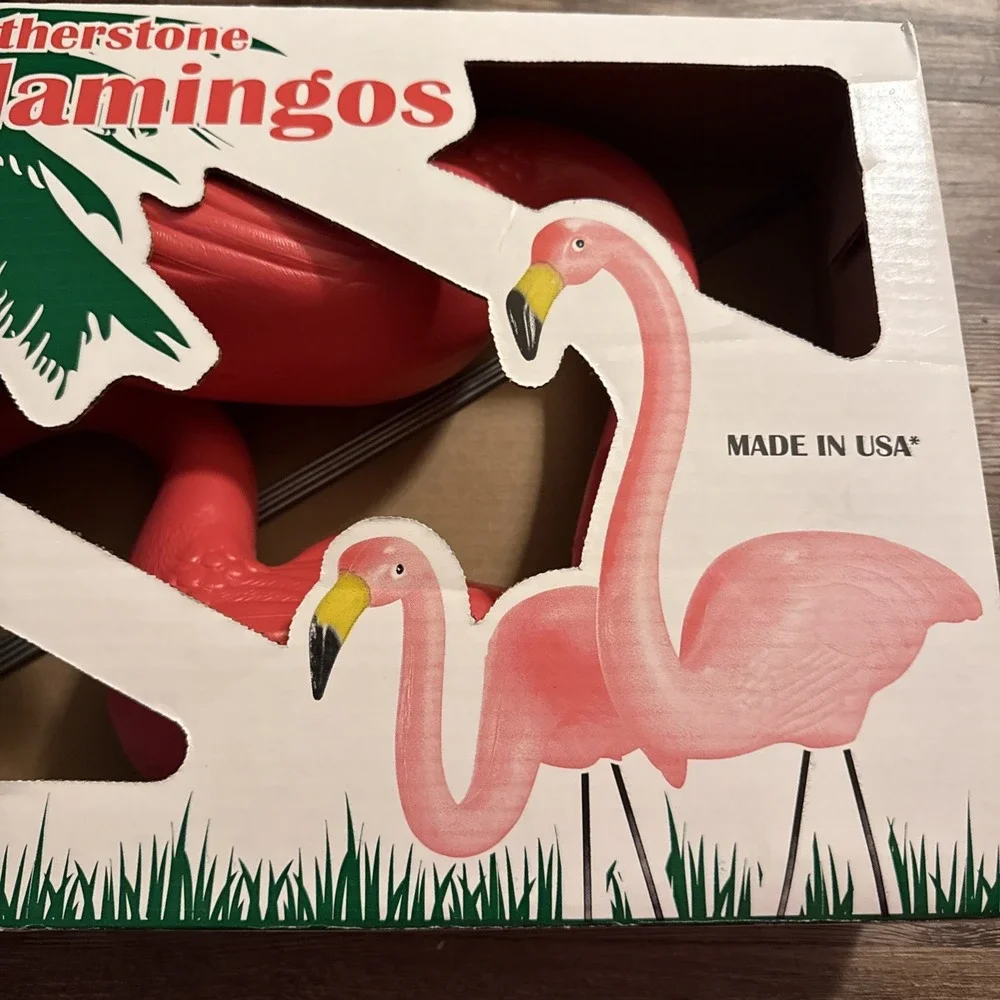 2 NEW in Box Don Featherstone Blow Mold Pink Flamingo Lawn Yard Birds USA NWT
